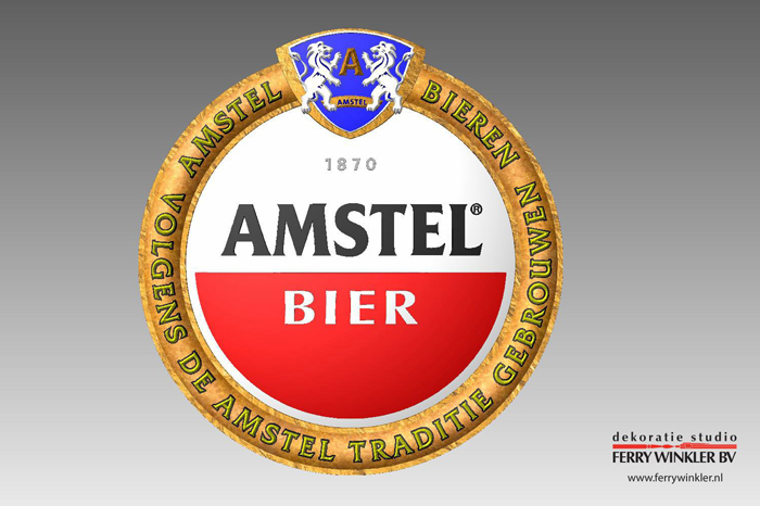 3D Amstel bier ontwerp in kleur