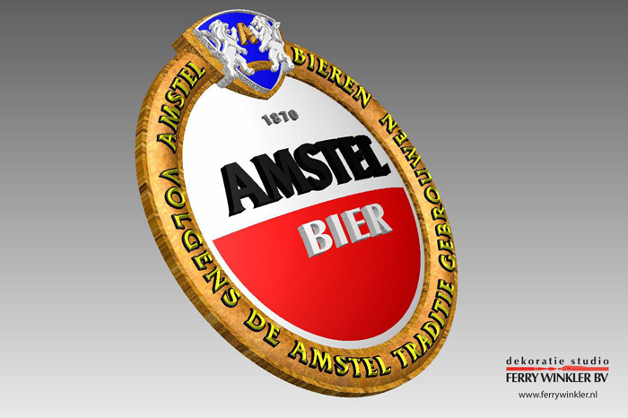 3D Amstel bier bord in kleur